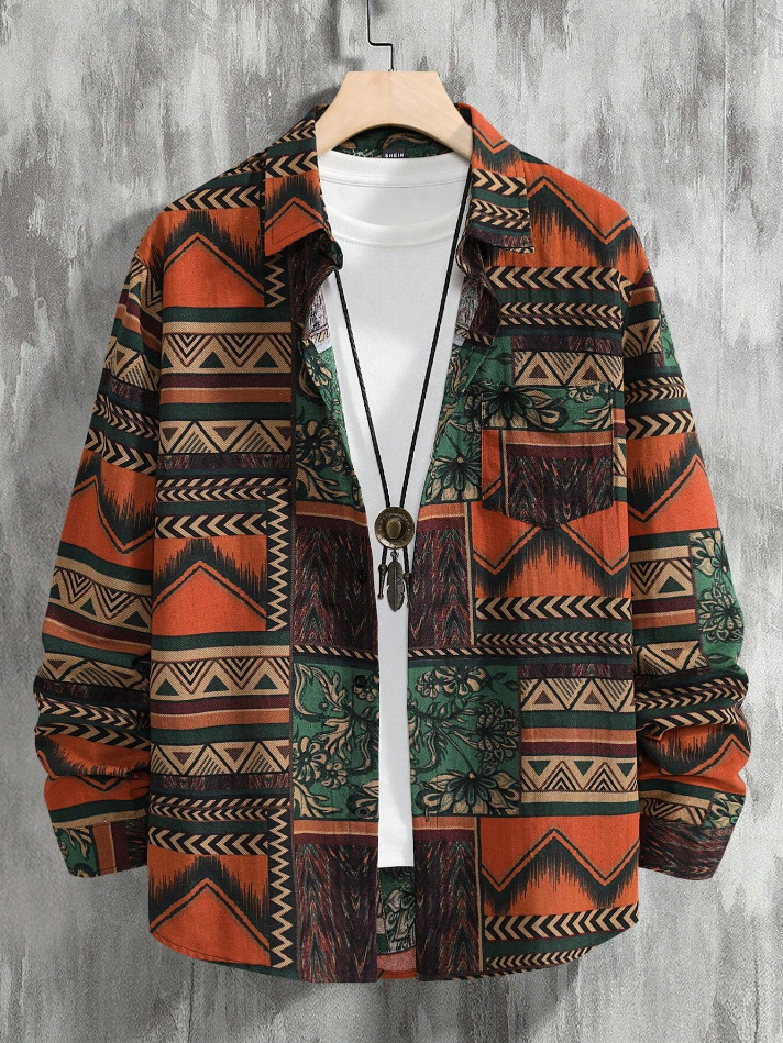 6 - Manfinity Homme Camisa De Manga Longa (corte Desigual)