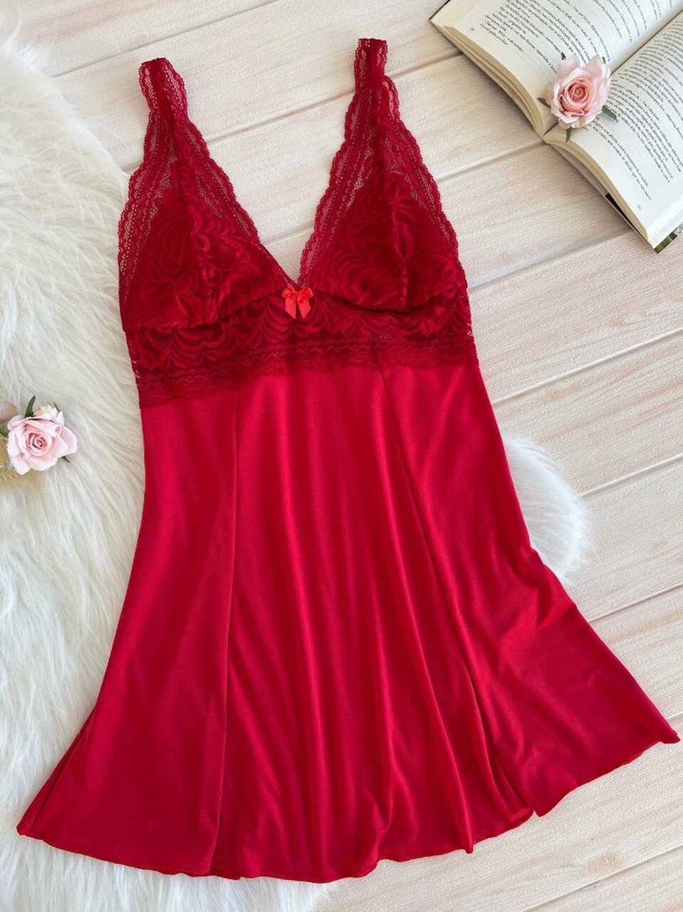 Camisola Curta Sem Bojo Linha Noite Pijama Busto Renda Roupa de Dormir SHEIN