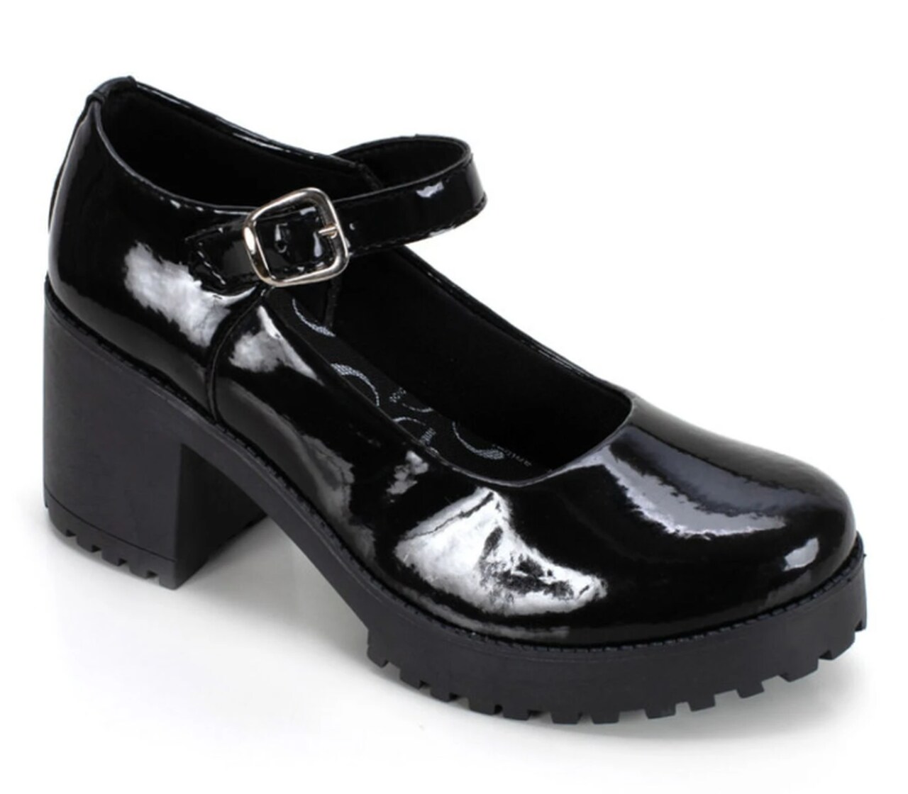 6 - Sandalia MaryJane Plataforma Salto Alto Bloco Quadrado com Fivela Ajustavel