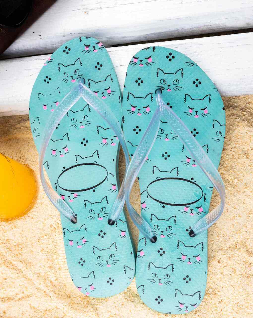 7 - Chinelo feminino slim estampado gatinho azul SHEIN