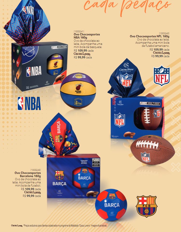 catálogo cacau show ovos esportivos