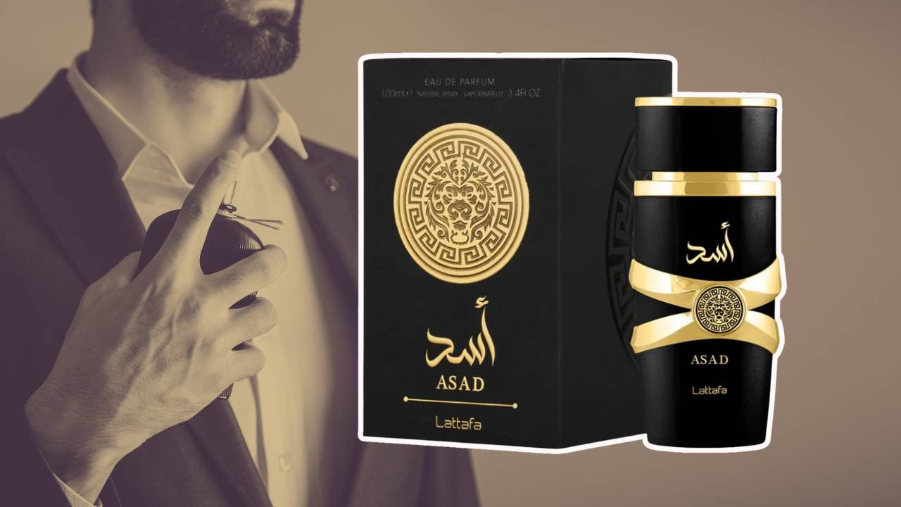 Asad Lattafa; ao fundo, um homem se perfumando