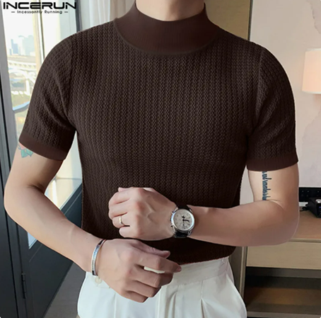 Camiseta masculina de manga curta gola alta