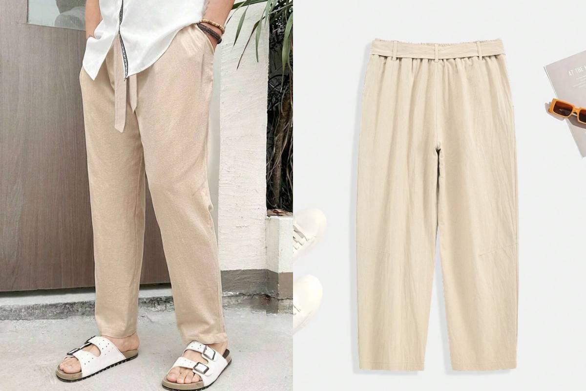 Manfinity RSRT Calças Masculinas De Bolso Inclinado De Cor Sólida