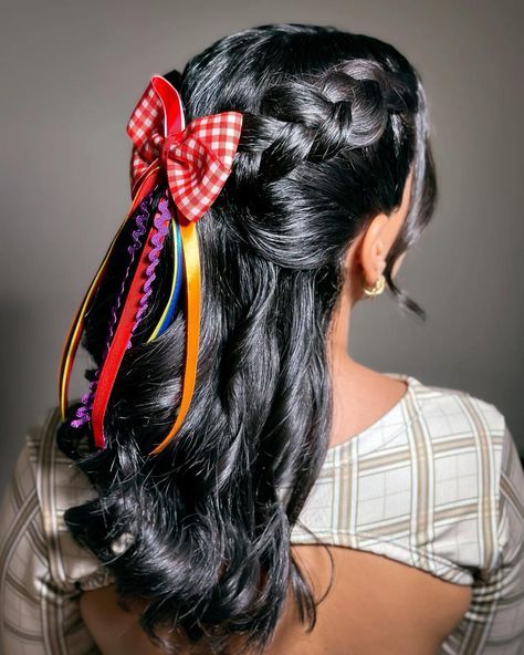Penteado para Festa Junina meio-preso