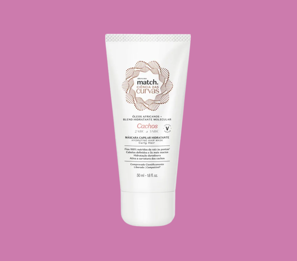 Máscara Capilar Hidratante Match Ciência das Curvas Cachos - cremes do Boticário para cabelos cacheados