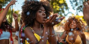 mulher celebrando carnaval