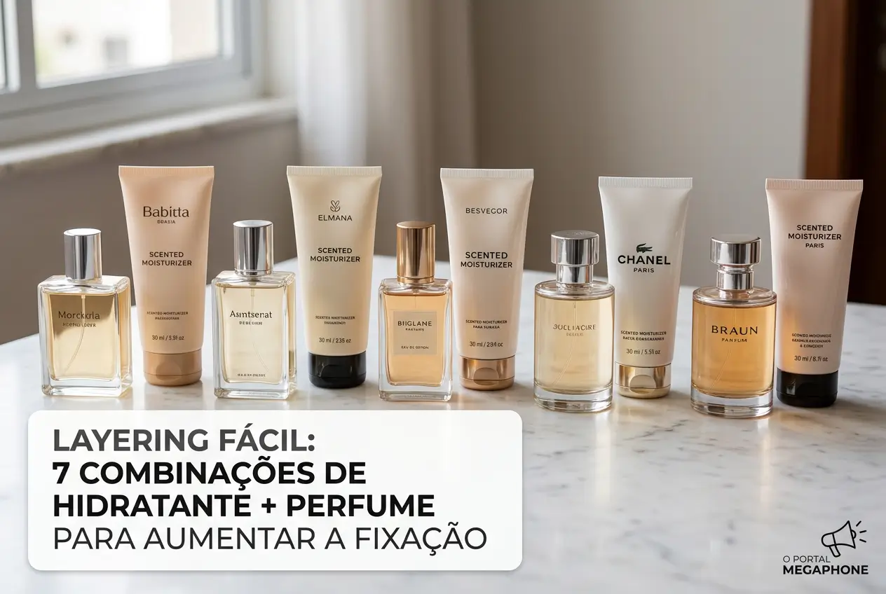 moisturizadores e perfumes sob luz natural em balcão