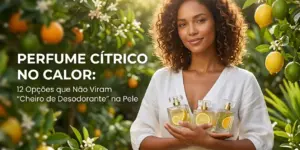 Mulher ao ar livre com perfumes cítricos, limões e limas