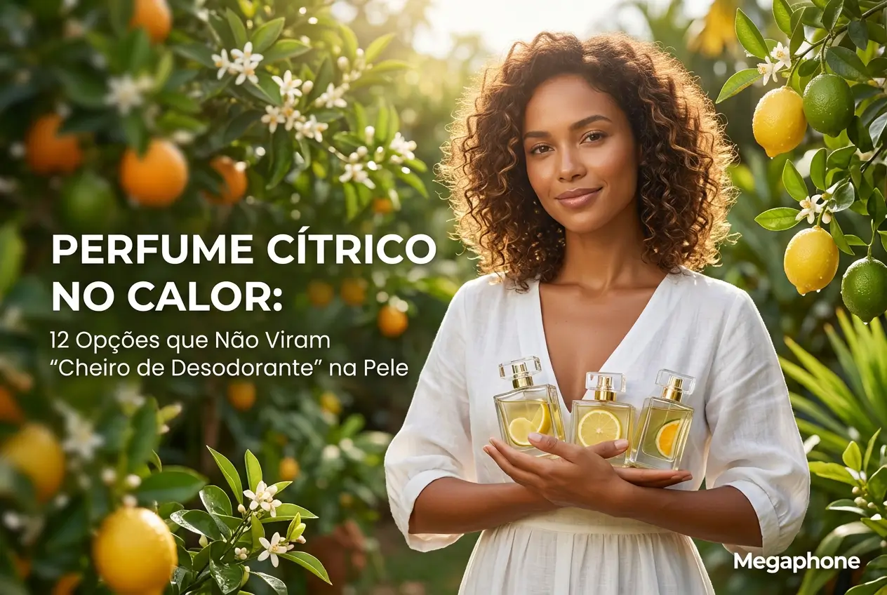 Mulher ao ar livre com perfumes cítricos, limões e limas